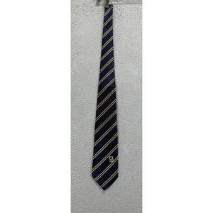 Layorazione A Mano Silk Tie Adult Navy/Yellow Striped Necktie‎ Mens NEW